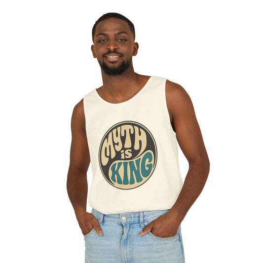 Retro Myth Is King Tank Top, Unisex Summer Shirt, Boho Clothing, Gift for Myth Lovers, Festival Apparel, Casual Wear, Beach Outing